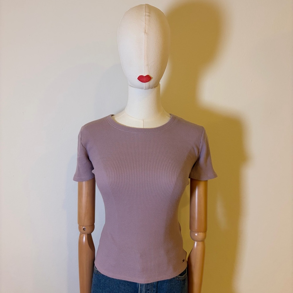 Hollister Lilac Waffle Knit Slim Fit Tee Sz Small